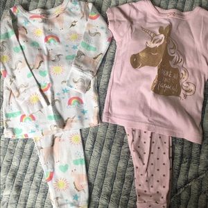 2 pairs of unicorn pj’s